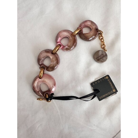 NWT Dominique Denaive resin chain bracelet in pink org paid $180 - Picture 1 of 3